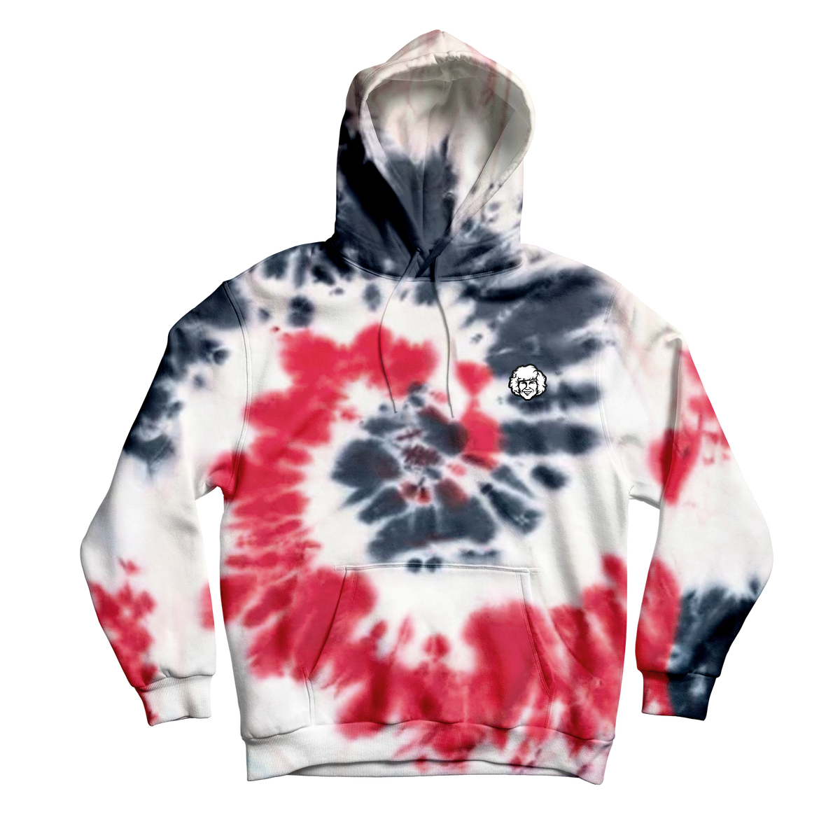 Red / White / Blue Spiral Tie Dye Pullover Hoodie