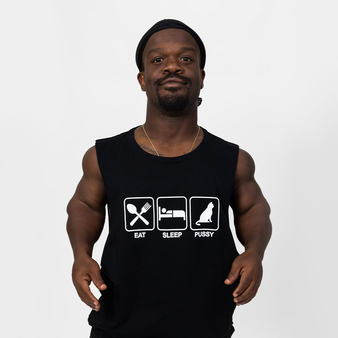 Eat Sleep Pussy Black Sleeveless Tank