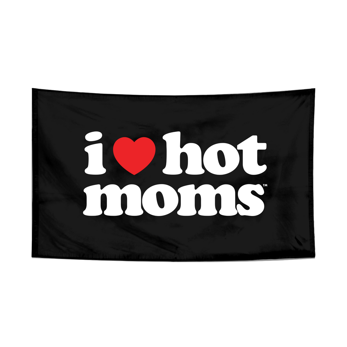 I Heart Hot Moms Black Wall Flag Danny Duncan 