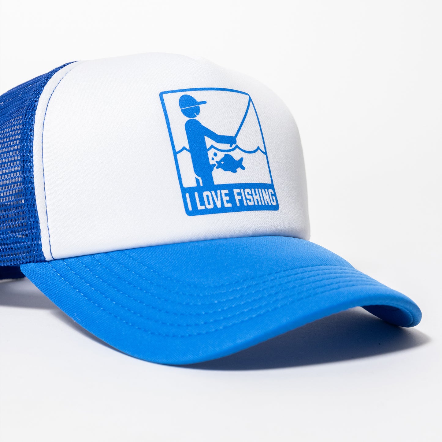 I Love Fishing Blue Trucker Hat